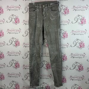 True Religion pants jeans shiny silver Gray Patterned Skinny Jeans